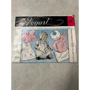 Vintage 1950's Vogart Embroidery Transfer Pattern #143 Floral Baby Layette